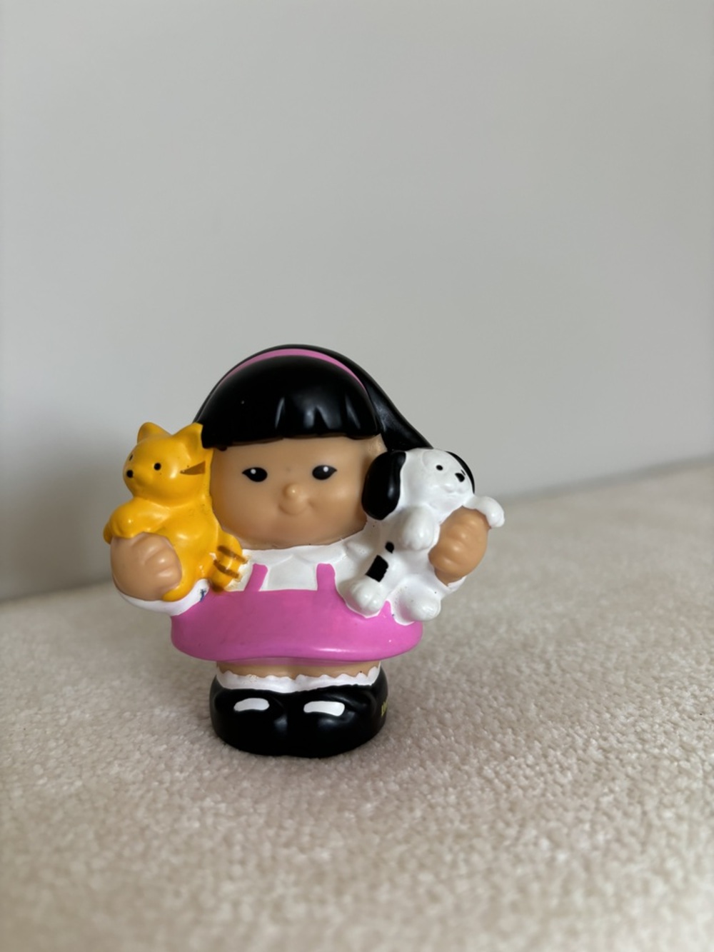 Little people girl with a cat & dog